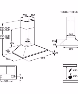 Electrolux LFC316X (420 m³/h) Wall Mounted Chimney Hood - 60cm - Image 2